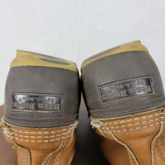 Vintage LL Bean Boots Mens 13 Brown Tan Leather Maine Hunting Duck Boot 8" Ankle - Picture 9 of 16